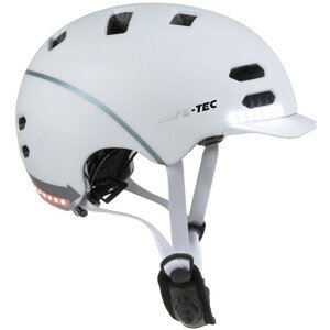 Safe-Tec SK8 chytrá helma na skate, kolobežku M (55cm- 58 cm) bílá