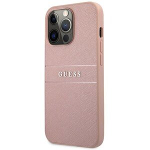 Guess PU Leather Saffiano Case iPhone 13 Pro růžový