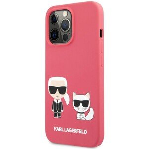 Karl Lagerfeld and Choupette Liquid Silicone Cover iPhone 13 Pro červený