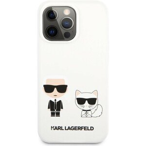 Karl Lagerfeld and Choupette Liquid Silicone Cover iPhone 13 Pro bílý