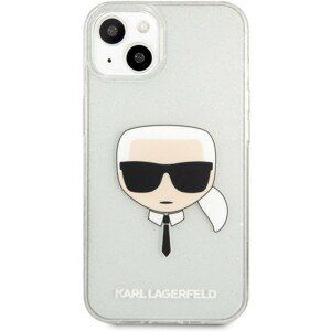 Karl Lagerfeld TPU Full Glitter Karl Head Cover iPhone 13 mini stříbrný