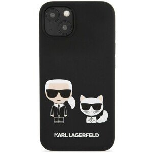 Karl Lagerfeld and Choupette Liquid Silicone Cover iPhone 13 mini černý