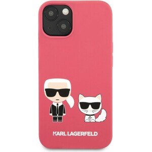 Karl Lagerfeld and Choupette Liquid Silicone Cover iPhone 13 mini červený