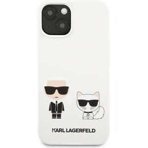 Karl Lagerfeld and Choupette Liquid Silicone Cover iPhone 13 mini bílý