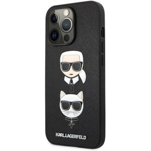 Karl Lagerfeld PU Saffiano Karl and Choupette Heads Case iPhone 13 Pro Max černý