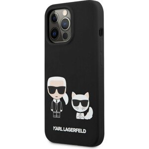 Karl Lagerfeld and Choupette Liquid Silicone Cover iPhone 13 Pro Max černý