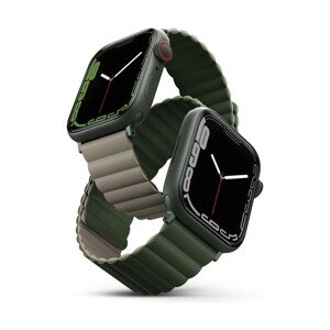 UNIQ Revix oboustranný řemínek pro Apple Watch 45/44/42mm Pine (zelený/šedý)