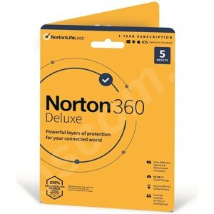 Norton 360 Deluxe 50GB + VPN 1 uživatel pro 5 zařízení na 12 měsíců (ESD)