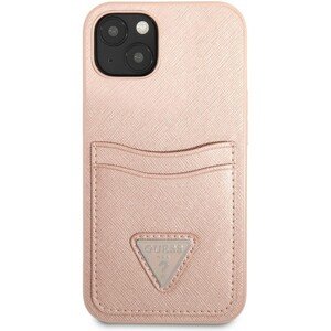 Guess Saffiano Double Card kryt iPhone 13 růžový