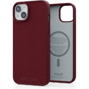 NJORD Suede MagSafe kryt iPhone 15 Plus červený