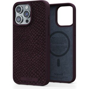 NJORD Salmon Leather Magsafe kryt iPhone 15 Pro Max vínový