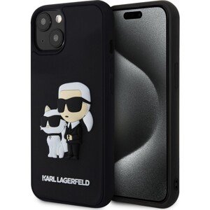 Karl Lagerfeld 3D Rubber Karl and Choupette kryt iPhone 15 Plus černý