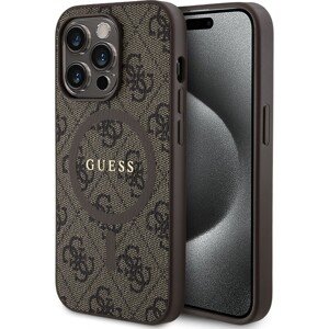 Guess PU Leather 4G Colored Ring MagSafe kryt iPhone 14 Pro hnědý