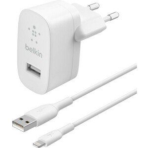 Belkin BOOST CHARGE USB-A síťová nabíječka 12W + 1m Lightning kabel, bílá