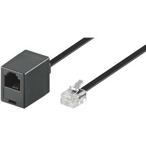 PremiumCord telefonní kabel prodlužovací 6P4C plug - 6P4C jack černý 3m