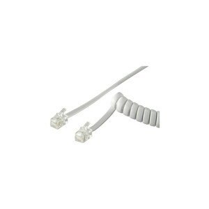 PremiumCord telefonní kabel sluchátkový kroucený 4 žíly bílý 4m
