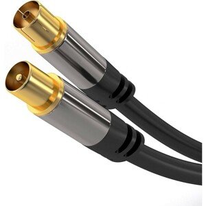 PremiumCord anténní kabel IEC M/F HQ 750hm (135dB) 4x stíněný černý 5m