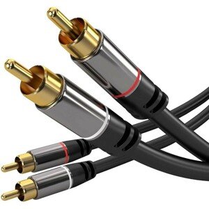 PremiumCord kabel 2x Cinch - 2x Cinch M/M HQ černý 5m