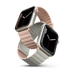 UNIQ Revix oboustranný řemínek pro Apple Watch 45/44/42mm Blush (růžový/béžový)
