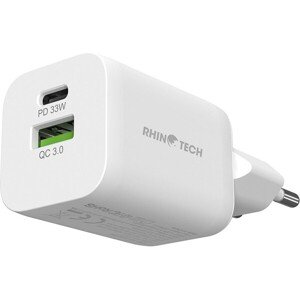 RhinoTech Mini Dual síťová nabíječka USB-C + USB-A, 33W, Quick Charger bílá