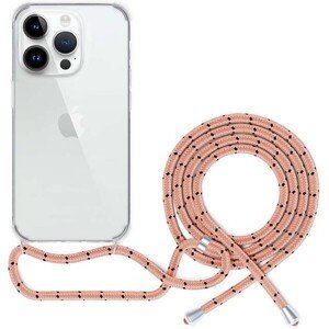 Spello Crossbody kryt se šňůrkou pro iPhone 15 Plus transparentní / růžová šňůrka