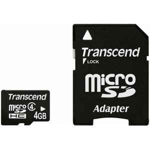 Transcend Micro SDHC 4GB Class 4 + adaptér - TS4GUSDHC4