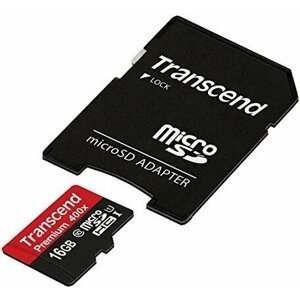 Transcend Micro SDHC Premium 400x 16GB 60MB/s UHS-I + SD adaptér - TS16GUSDU1