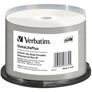 Verbatim DVD-R 16x 4,7GB Spindle, Wide Glossy Waterproof Print 50ks - 43734