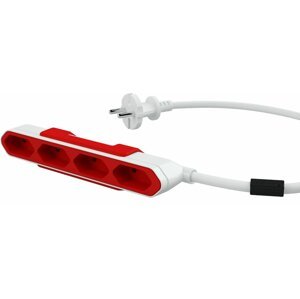 PowerCube POWERBAR, 4 zásuvka, červená - 8718444082811