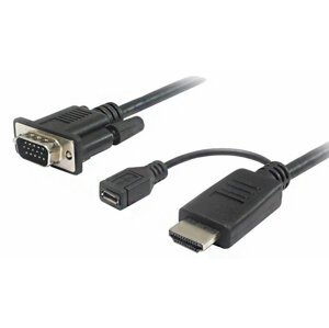 PremiumCord převodník HDMI na VGA s napájecím micro USB konektorem, černá - khcon-20