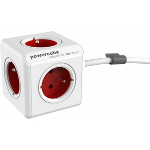 PowerCube EXTENDED prodlužovací přívod 3m - 5ti zásuvka, červená - 8718444082415