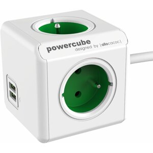 PowerCube EXTENDED USB prodlužovací přívod 1,5m - 4 zásuvka, zelená - 8718444085812