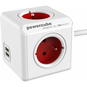 PowerCube EXTENDED USB prodlužovací přívod 1,5m - 4 zásuvka, červená - 8718444085850