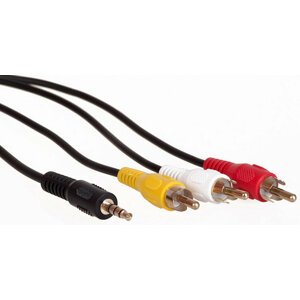AQ KVJ015, 3,5mm AV jack/3 RCA (cinch) - kompozitní a audio video kabel, 1,5m - xkvj015
