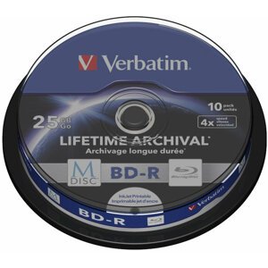 Verbatim BD-R, M-Disc, 4x, 25GB, printable, 10 ks, spindle - 43825
