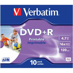Verbatim DVD+R 4.7GB 4x, 10ks, print, box - 43508