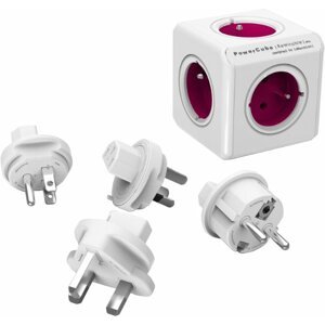 PowerCube REWIRABLE + Travel Plugs rozbočka 5ti zásuvka, fialová - 8718444083085