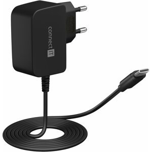 CONNECT IT InWallz SNAKE nabíjecí adaptér s kabelem USB-C, 2,4A, černý - CWC-1070-BK