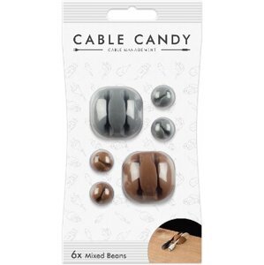 Cable Candy kabelový organizér Mixed Beans, 6 ks, šedá a hnědá - CC024