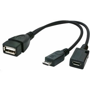 Gembird CABLEXPERT kabel USB AF/micro BM + micro BF, OTG + dobíjení, 15cm, pro tablety a smartphone - A-OTG-AFBM-04