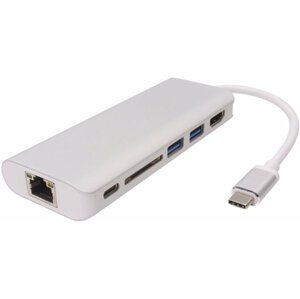 PremiumCord Převodník USB3.1 na HDMI + RJ45 + 2xUSB3.0 +SD card + PD charge - ku31dock05