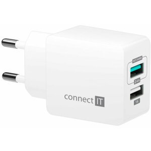 CONNECT IT Fast Charge nabíjecí adaptér 2×USB-A, 3,4A, bílá - CWC-2015-WH