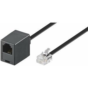PremiumCord kabel prodlužovací telefonní rovný 6P4C plug - 6P4C jack 6m, černá - tk6mf-06b