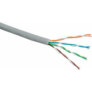 PremiumCord TP kabel 4x2,lanko UTP Cat5e AWG24,čistá měď 100m, šedá - sutpl5c1