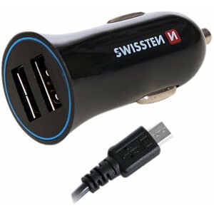 SWISSTEN autonabíječka 2,4A Power s 2x USB + kabel USB-C - 20110908