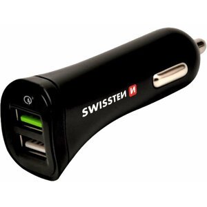 SWISSTEN autonabíječka 2xUSB, QC 3.0, 18W + micro USB kabel - 20111610
