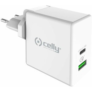 CELLY nabíječka PRO POWER s USB-C (PD) a USB portem, Qualcomm Quick Charge 3.0, bílá - CellyTCUSBC45WWH