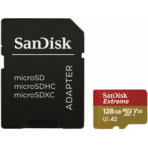 SanDisk micro SDXC Extreme 128GB 160MB/s A2 UHS-I U3 V30 + SD adaptér - SDSQXA1-128G-GN6MA