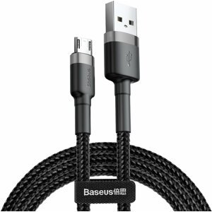 Baseus odolný nylonový kabel USB Micro 2.4A 1M, šedá + černá - CAMKLF-BG1