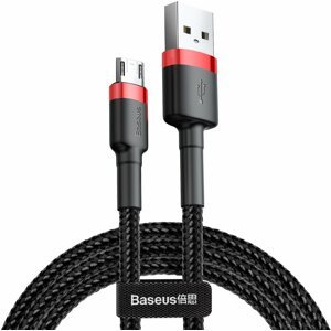 Baseus odolný nylonový kabel USB Micro 2.4A 1M, červená + černá - CAMKLF-B91